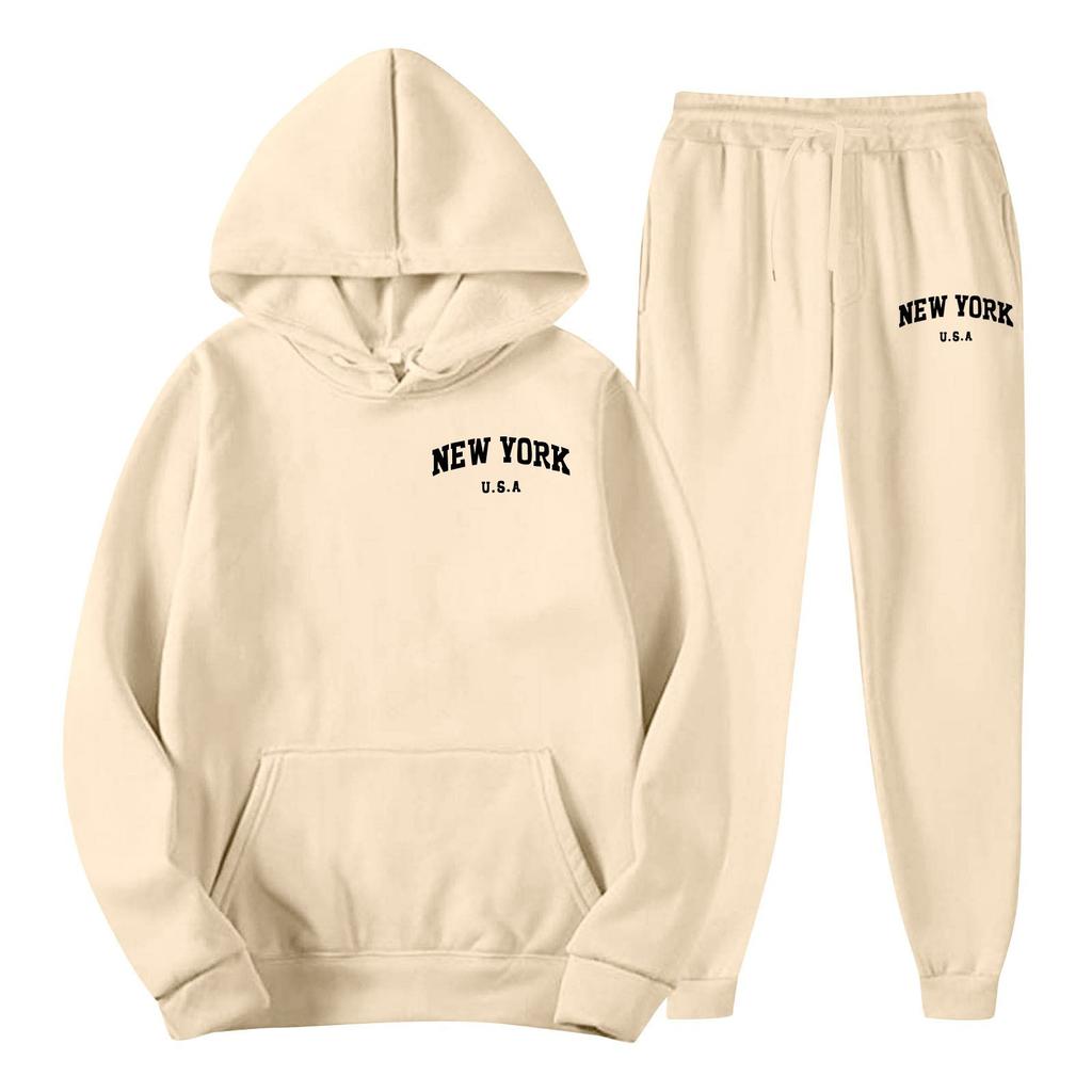 Men's Spring and Autumn Solid Color Suit Hooded Sweater Suit Trend Casual Sports Two-piece Suit