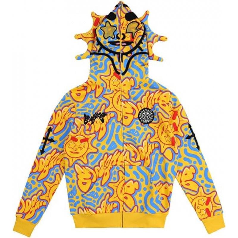 Men Casual Long Sleeve Flame Print Hoodie Pullover Streetwear Hip Hop Graphic Sweatshirt