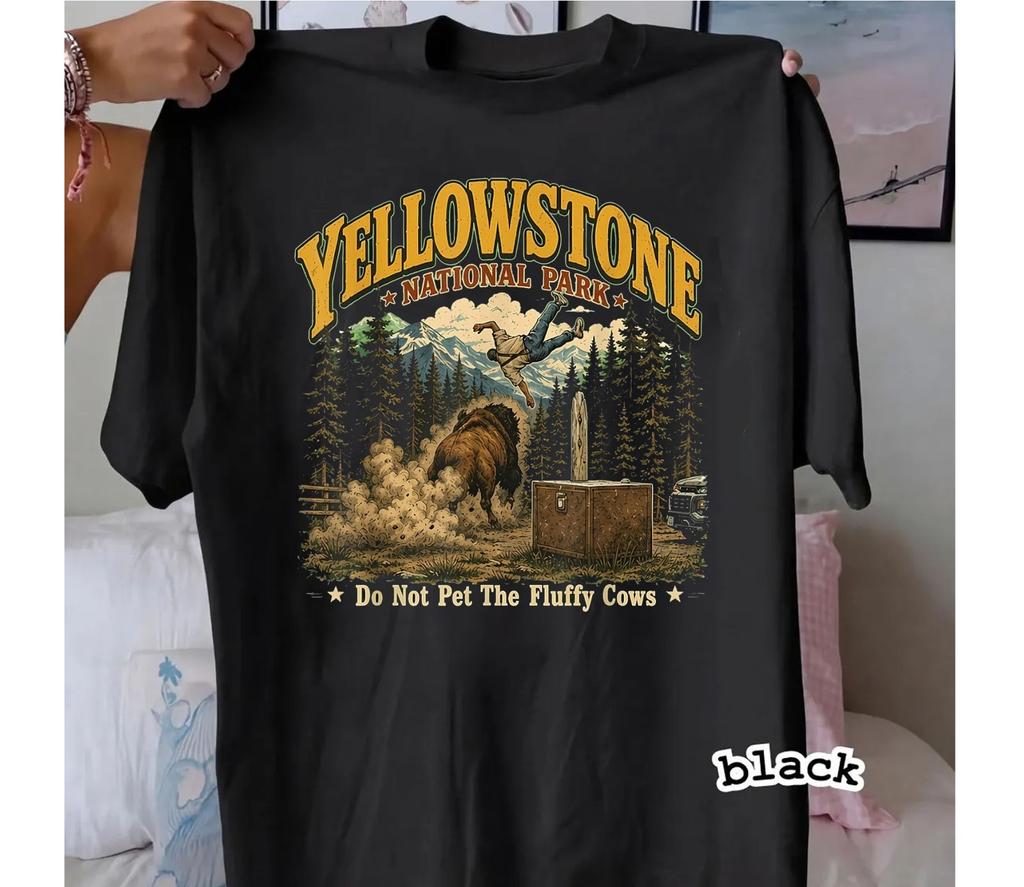 Yellowstone National Park Do Not Pet The Fluffy Cows Vintage T-Shirt