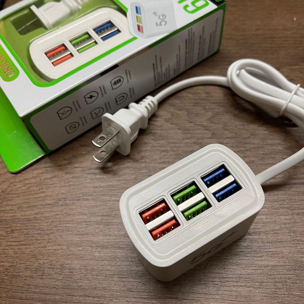 USB Phone Charger Power Strip Multi 6 Ports Universal Adapter Fast Quick Charging Head Socket HUB Splitter Charger