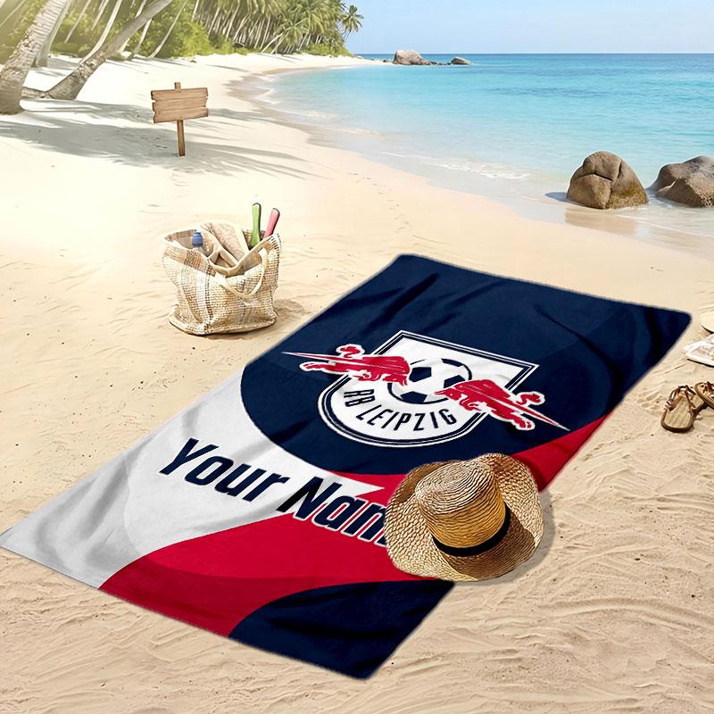 RB Leipzig FC Personalisiertes Bedrucktes Strandtuch Fußballlogo Unterstützung Benutzerdefinierter Name Text Absorbierendes Handtuch Für Sport Reisen Besonderes Geschenk