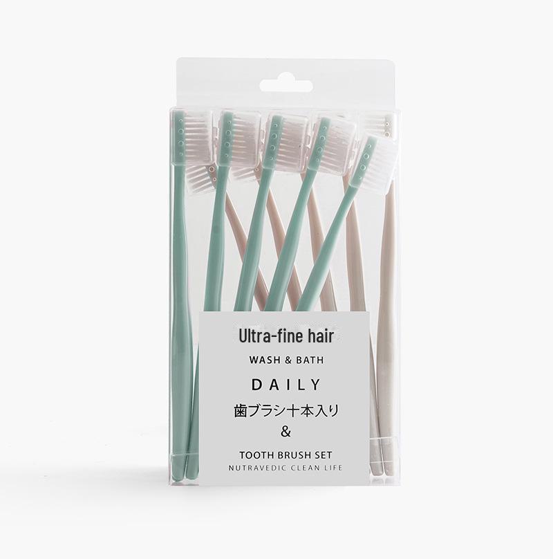 

Зубная щетка в японском стиле с мягкой щетиной для взрослых с защитным колпачком, цвета макарон, маленькая головка, упаковка из 10 шт.