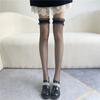 Gothic Lace Transparent Thigh High Stockings Women Punk JK Thin Silk Solid Hosiery Sexy Red Edge New Over The Knee Long Socks