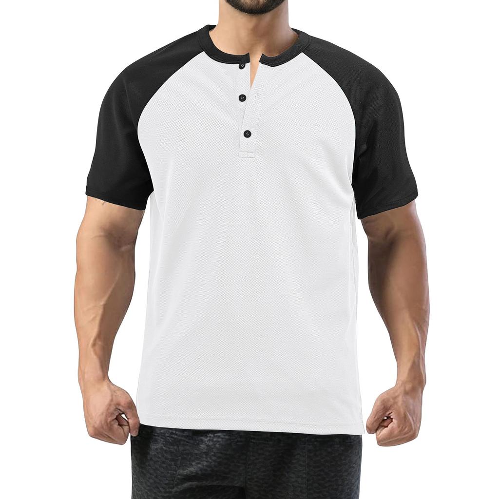 Men's Summer Colorblock Retro Short Sleeve Tops Men's Casual Fashion Tops