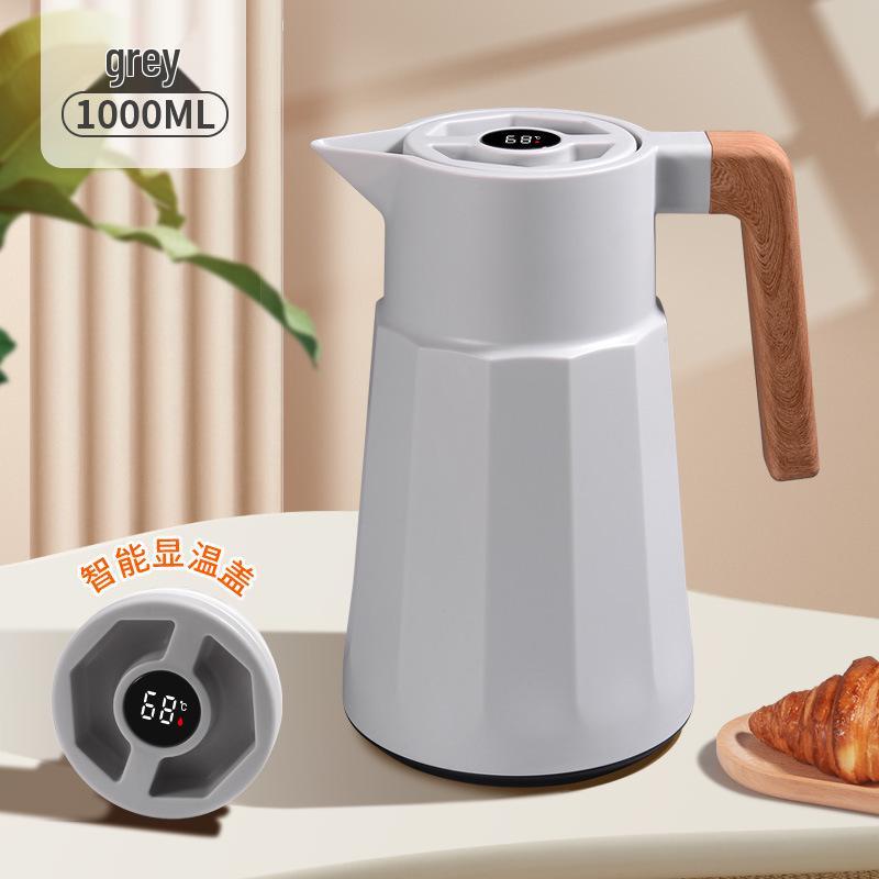 Large-Capacity Insulated Kettle with Wooden Handle and Smart Temperature Control