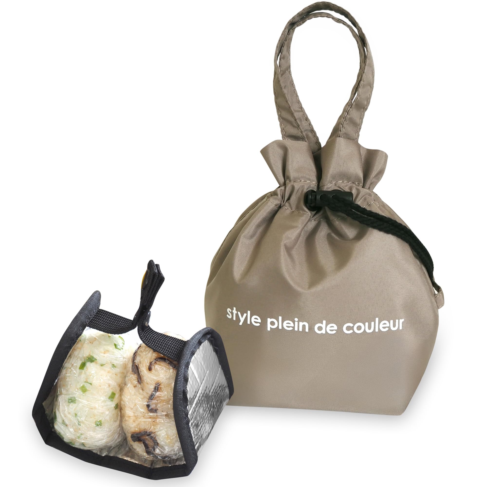 

Plein de Insulated Rice Ball Pouch for 2 Rice Drawstring Bento Case also be used as an onigiri case or an insulated bag for cool Small Bento Lunch Bag бежевый