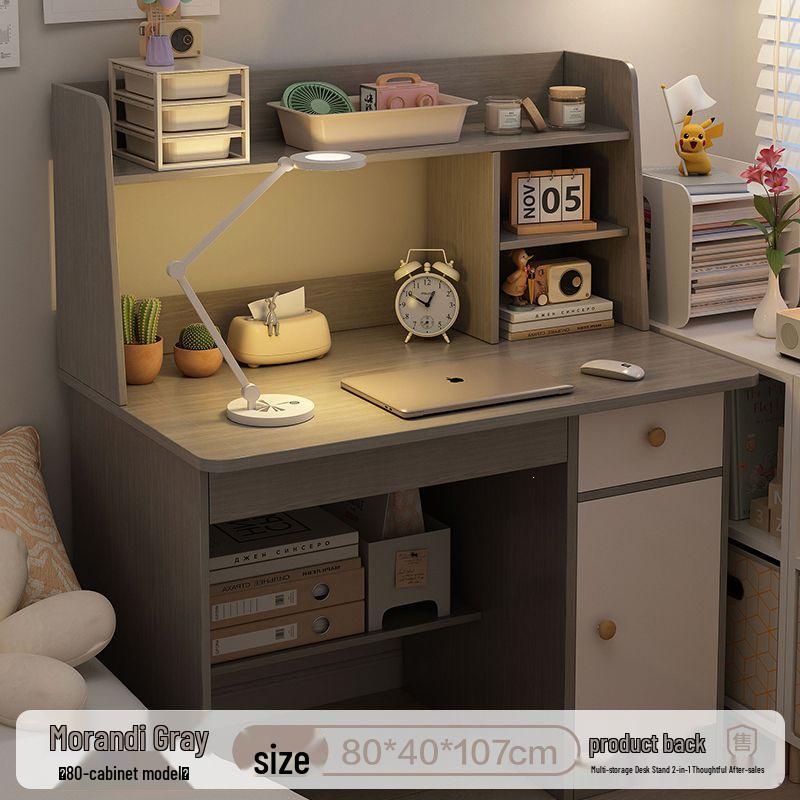 Multifunctional Student Desk with Bookshelf for Homework and Study in Bedroom or Dorm