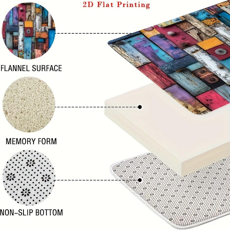 4Pcs 2D Flat Printing Patch Wooden Door Pattern Shower Curtain Set with Non-Slip Bath Mat, Toilet Lid Cover, Contour Rug & 12 Hooks, Bathroom Decor
