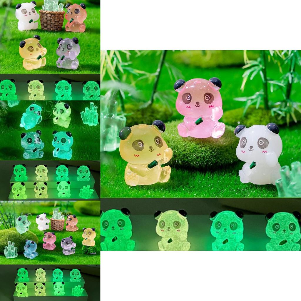 Charming Resin Panda Ornaments Glow In The Dark Garden Accessories In 7 Colors