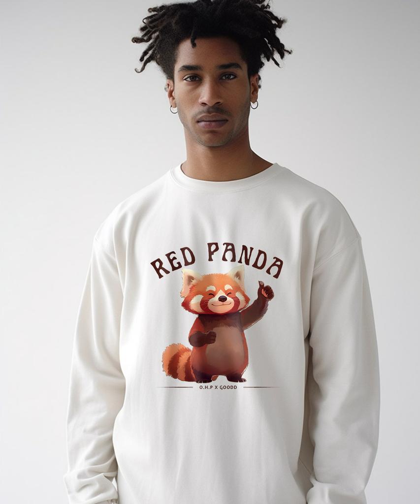 OHP Ohpxgoodd Red Panda Crew Neck Long Sleeve T-Shirt