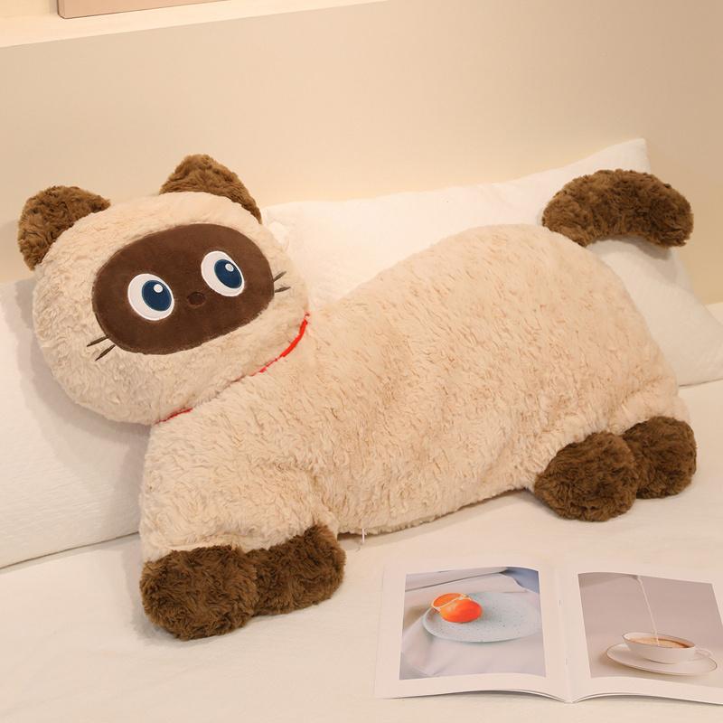 Cute Cartoon Siamese cat Plushies Toys Soft Stuffed Kawaii Schnauzer Long Throw Pillow for Children Girls Funny Gifts Room Decor