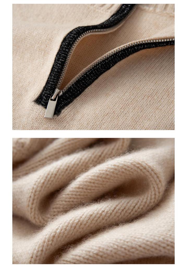 Women's 2025 Autumn/Winter Solid Color Cashmere Stand Collar Sweater - Thick, Loose, Fashionable, and Versatile Knitwear.