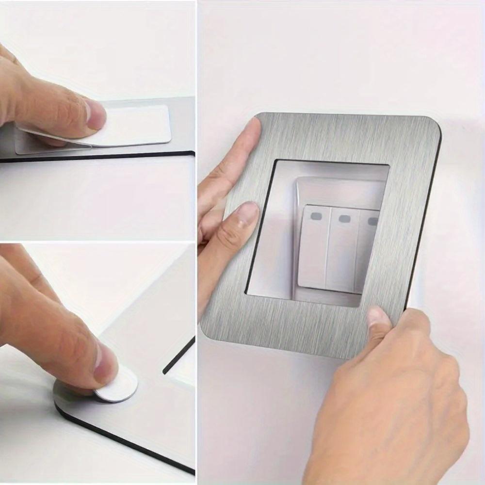 2pcs Modern Simple Anti-Dirty Buckle Type Non-Adhesive Dustproof Switch Protective Cover Outlet Wall Sticker Aluminum Socket Fra