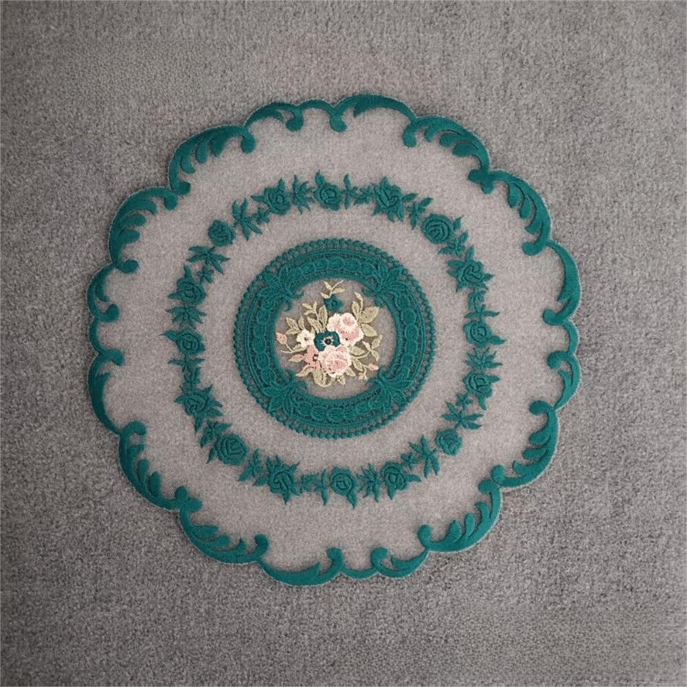 Elegant Lace Trim Embroidered Table Cover Round Hollow Coffee Coaster Doily White Napkin Placemat Home Decor