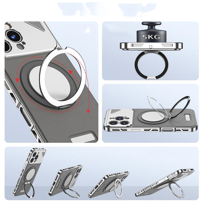 Luxury Hardware Magnetic Stand Case For iPhone 16 Plus 15 14 Pro Max 13 Leather Shockproof for MagSafe Wireless Charge Phone Cover