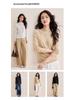 Women’s Tencel Wool Long Sleeve Stand Collar T-Shirt, Spring 2026, Thin White Base Layer, Set-in Shoulders