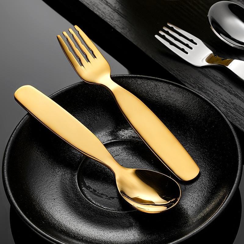 Short Handle Baby Spoon Fork Set BPA Free Stainless Steel Easy to Clean Ideal for Toddler Led Weaning Home Use