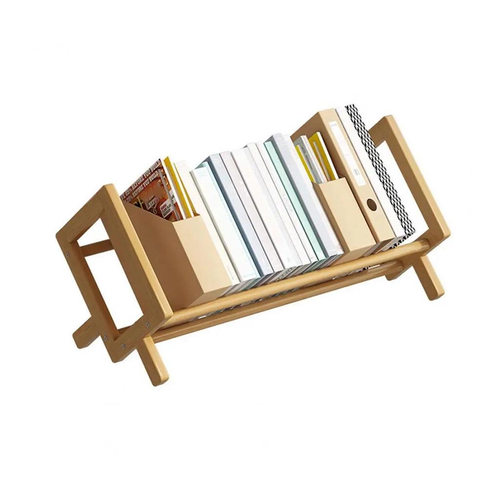 Burr Free Wood Book Display Shelf Bamboo Desktop Bookshelf Magazine Storage Rack  Stationery