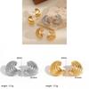 Boucles d'oreilles géométriques en acier inoxydable pour femmes avec texture d'aile