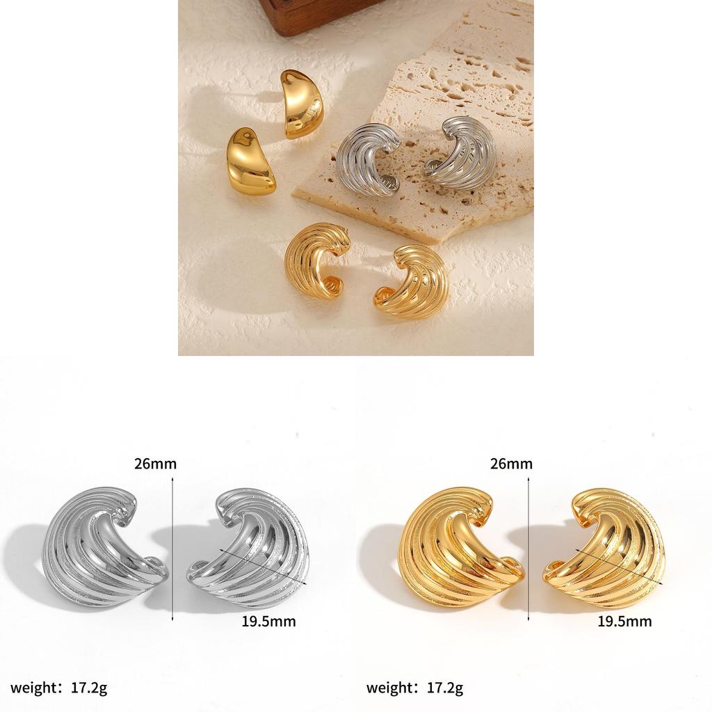 Boucles d'oreilles géométriques en acier inoxydable pour femmes avec texture d'aile