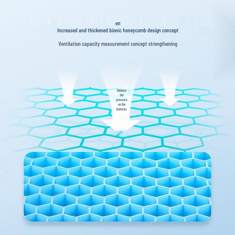 Bardzo duża, wentylowana żelowa poduszka na siedzenie samochodu i krzesła o strukturze plastra miodu – oddychająca, gruba, żelowa podkładka