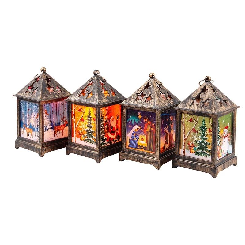 Christmas LED Light Creative Night Light Retro Wind Lantern Christmas Desktop Decoration Lights