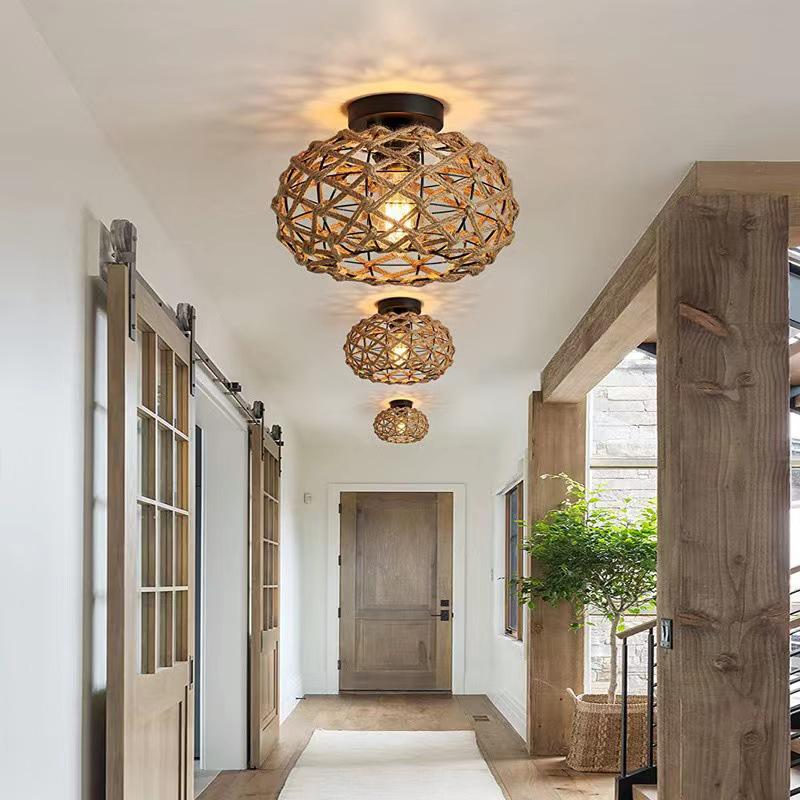 Vintage Woven Vine Ceiling Lamp - Industrial Style for Hallway, Living Room, Dining Room, Bedroom, Study