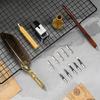 1 Set 0.5mm Nice-looking Quill Pen Set Smooth Writing Copper Comfortable Grip Quill Pen Ink Set Stationery Supplies