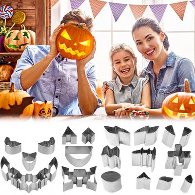 Halloween Pumpkins Cookie Cutter Set,Stainless Steel Sugar Biscuit Press Stamp,DIY Biscuit Baking Mold For Pumpkins Carving Tool