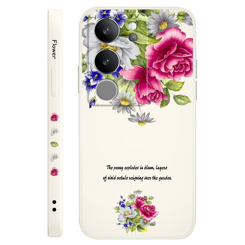 Garden Rose Phone Case For VIVO V40 V30 V29 V29E V27 V27E V25 V25E V23 V23E V21 V20 Y20 Y12 Y21 Y22 Y50 Y35 Y76 Y36 Pro 4G 5G