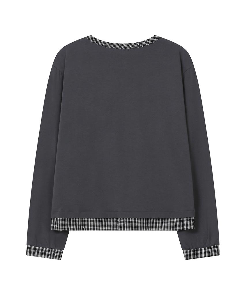 BAUF Check Henley Neck Long Sleeve [Charcoal]