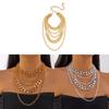 Collier Punk Géométrique Superposé Avec Chaîne Surdimensionnée Pour Femmes Et Hommes