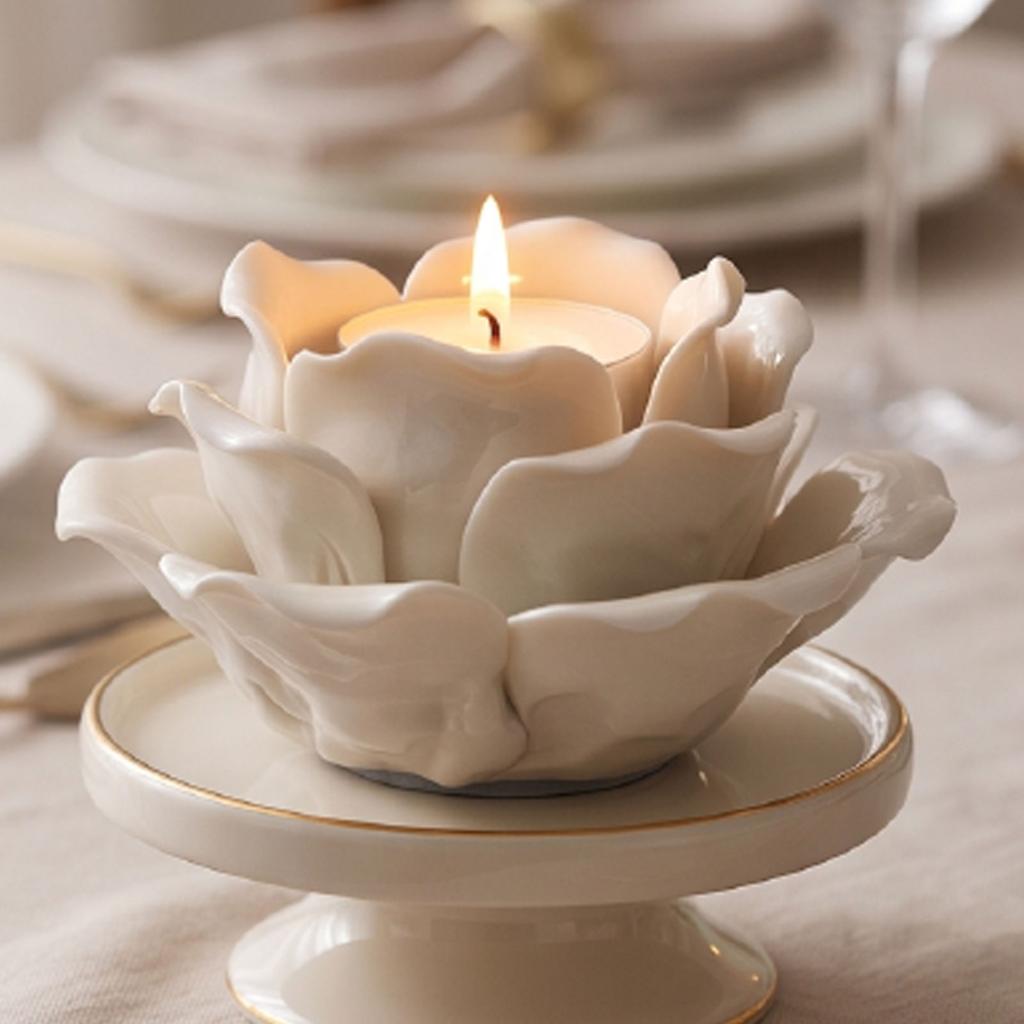 Flower Tealight Candle Holder Decorative Candlestick Stand Table Decor for Home Wedding Party