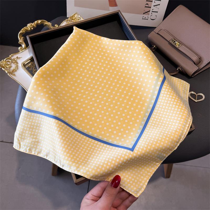 2026 New Polka Dot Print Shawl Square Scarf for Women Wraps Neckerchief Female Hair Bands Ribbon Headband Bandana