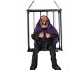Screaming Halloween Decoration Cage Prisoner Spooky Creative Light up Eyes with Motion Sensing for