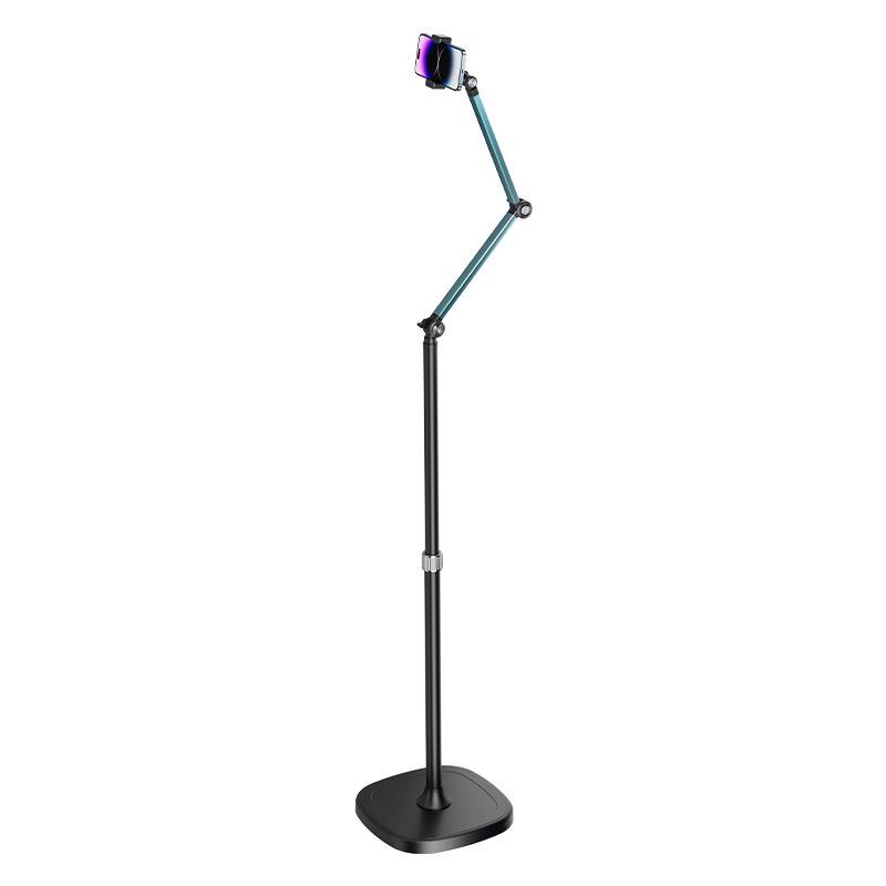 360° Rotating Retractable Floor-Standing Phone Holder for Overhead and Live Broadcasts