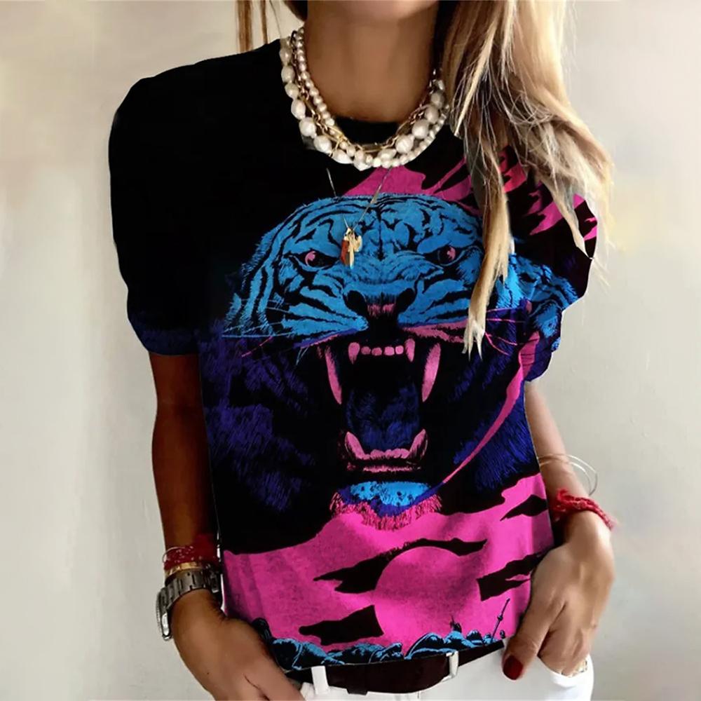 Dámské tričko Gepard Tričko s 3D potiskem Ženy Móda Zvířecí trička Neformální Trička s dlouhým rukávem Trička Vintage tričko Volné trička