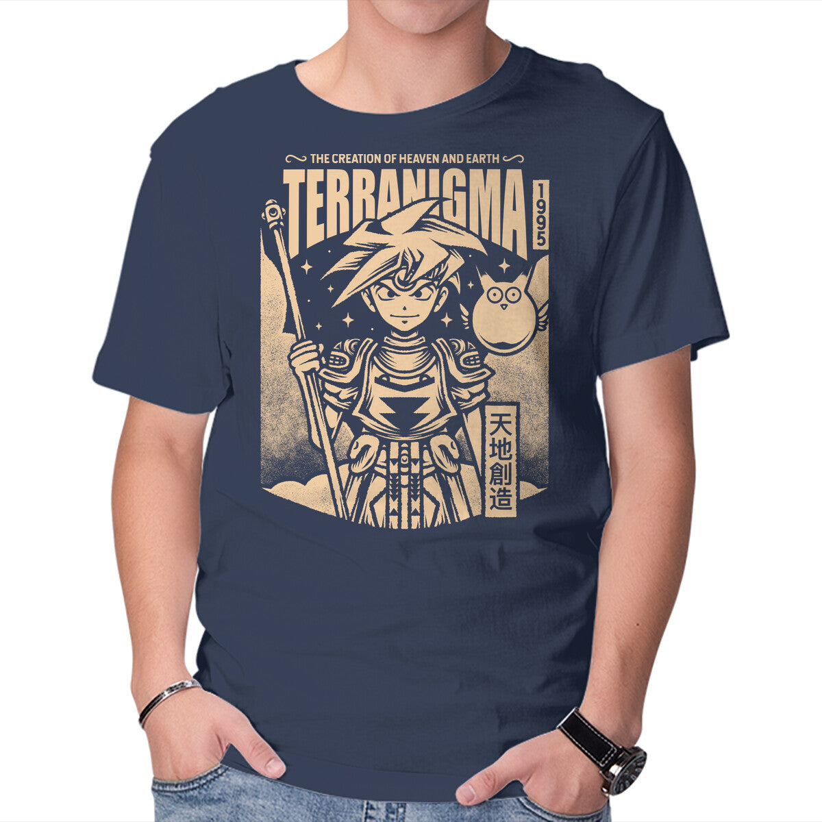 Unisex Crew Neck T-Shirt Ark And Yomi Terranigma Graphic Short Sleeve Casual Tee M