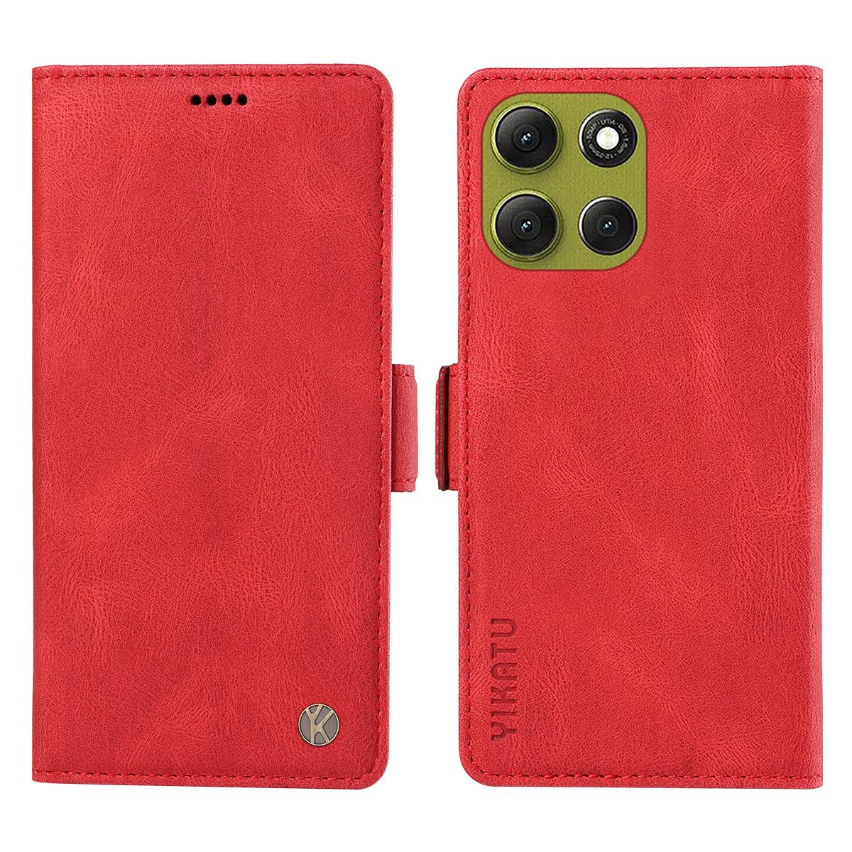 

For Motorola Moto G86 5G Leather Case YIKATU YK-005 Skin-touch Feeling Wallet Phone Cover Red