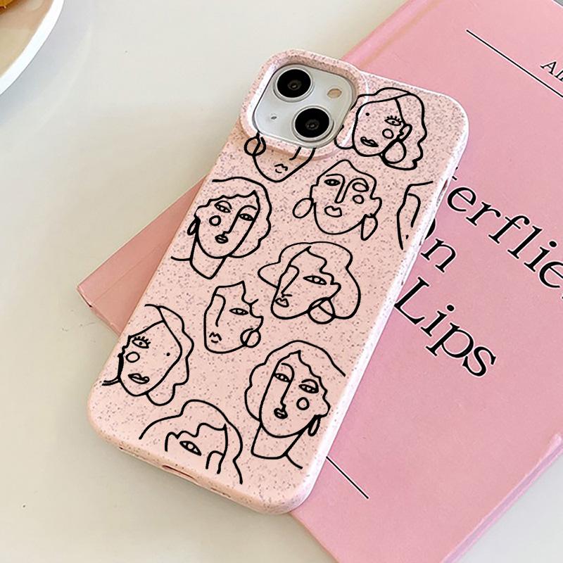 

Чехол для телефона iPhone 16 15 14 13 12 11 Pro Max iPhone 11 13 16 15 14 12 X XS XR 6 7 8 SE iPhone 6 7 8 Plus Разлагаемый чехол из пшеничной соломы iPhone 16 Pro Max розовый