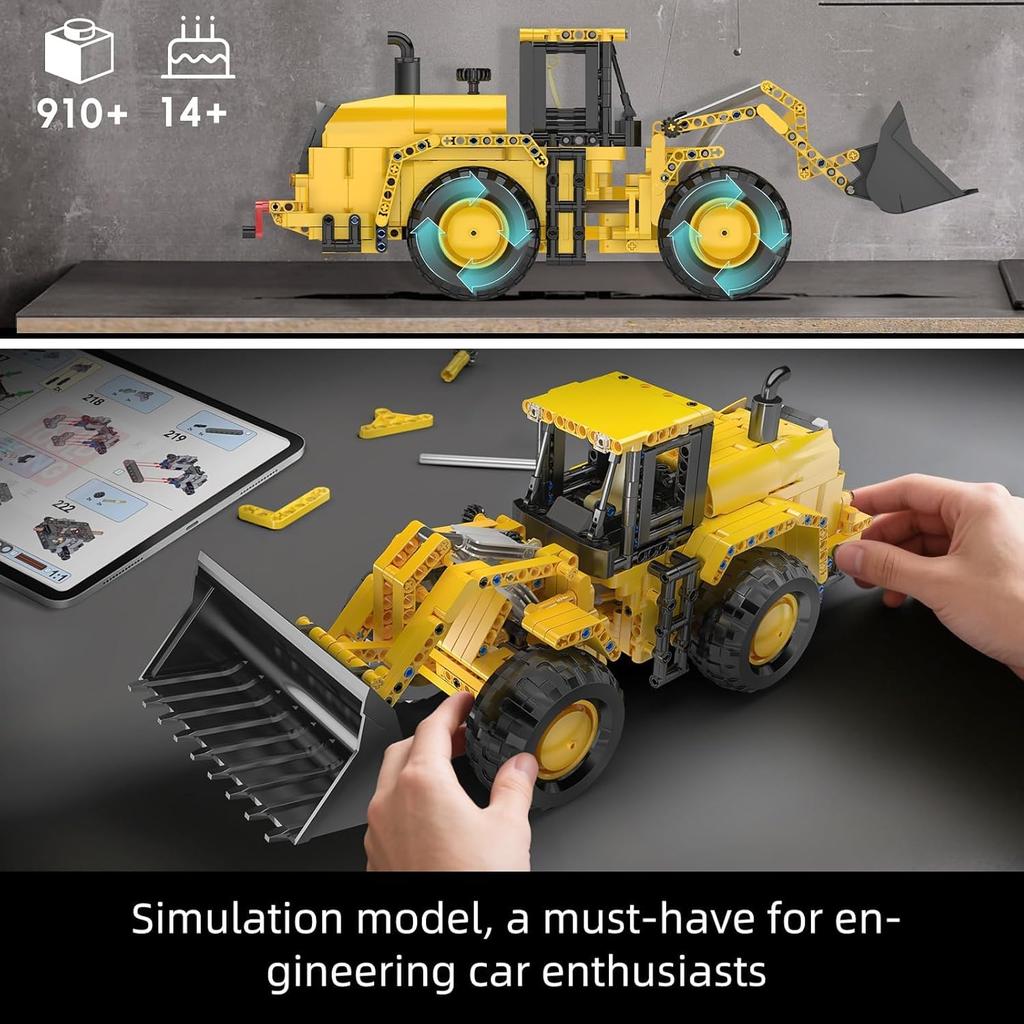 Mould King 17084 Wheel Loader Building Blocks Static Model (910 Pieces) for Adults, Precision Model, Assembly Kit, Construction Vehicle, DIY Model,