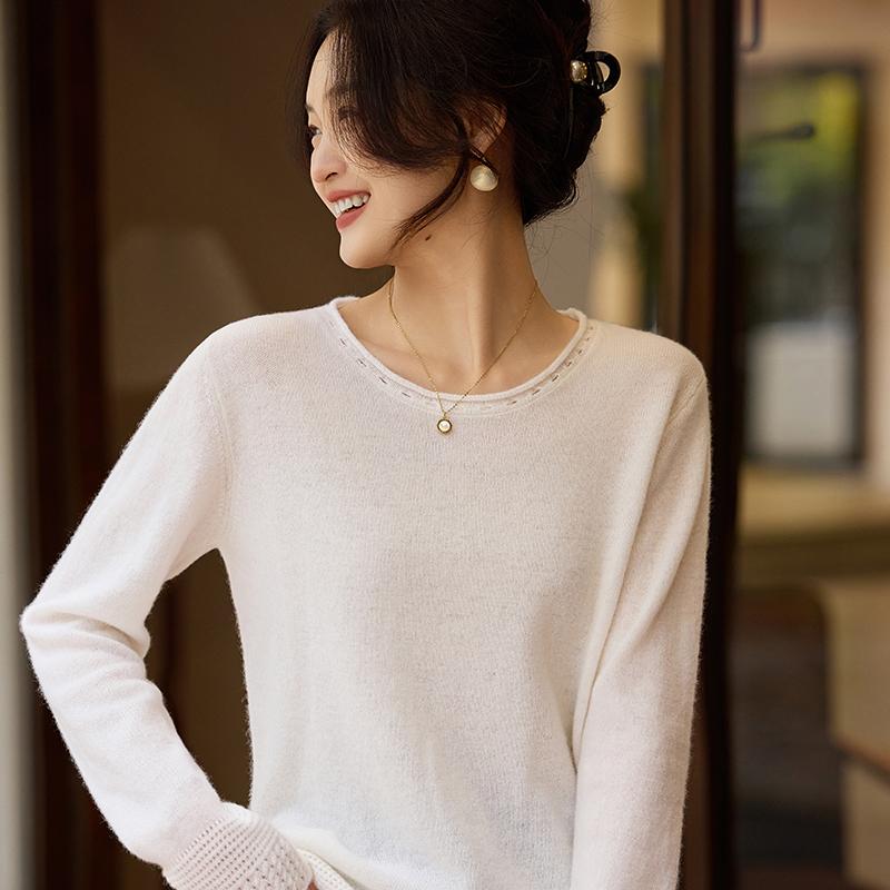 Women's Cashmere Sweater Qinghe Cashmere 30% Cashmere 70% Wool Autumn and Winter Pullover Warm and Fashionable