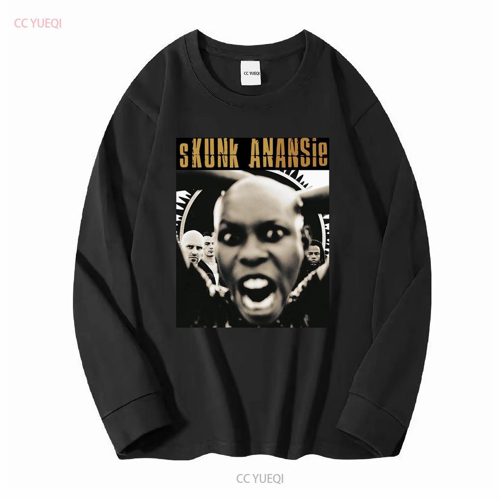 Skunk Anansie T-shirt Essenziale maniche lunghe vintage Lavato uomo Versatile streetwear abbigliamento designer Morbido Leggermente