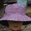 Retro Plaid Bucket Hat Women'S Sweet Lace Up Fishing Hat Summer Sun Protection And Uv Protection Hat