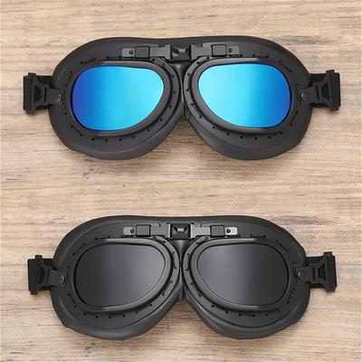 Occhiali in Pelle Retrò 2 Pezzi Occhiali da Pilota Vintage Antivento per Moto Ciclismo all'Aperto Per Harley Accessori Casco Steampunk