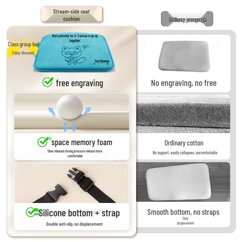 Memory Foam Classroom Chair Cushion Set for Primary Students - Soft, Engraved, Perfect for Long Sitting