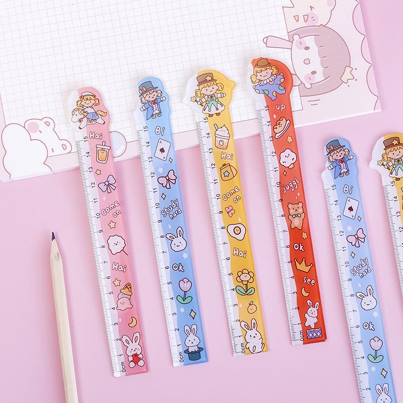 Creative Cute Semi-Transparent Ruler for Energetic Primary School Students - Ideal for Drawing and Measuring.