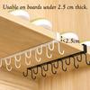 2 Pack Under Cabinet Hook Rack, 12-Hook Double Row Metal Hanging Organizer for Kitchen Utensils, Mugs, Closet Accessories, No Drill Shelf Hanger –
