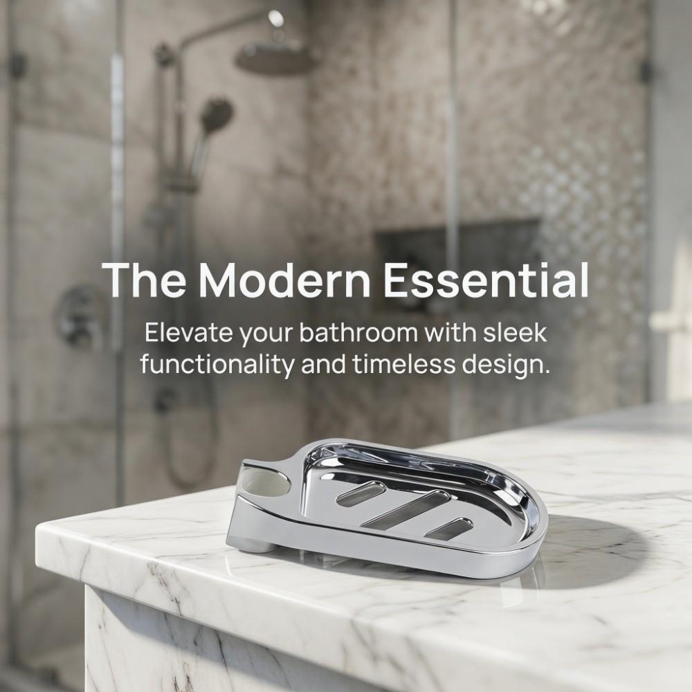 Silver Soap Holder Clip-on Design Shower Rod Soap Dish Soap Dish Bathroom Organizer