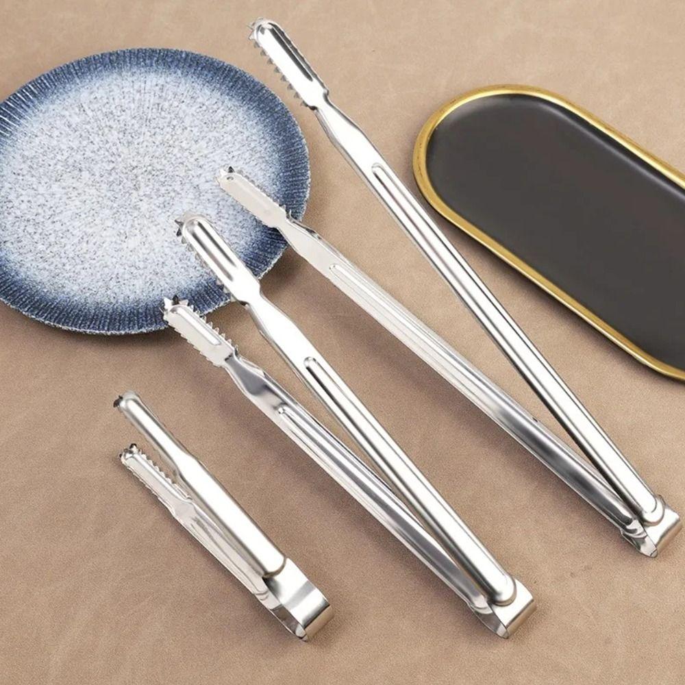 1Pcs 410 Stainless Steel Grill Tongs Non-Slip S/M/L/XL Food Clip Lengthened Multifunctional BBQ Steak Clip Cooking Utensils